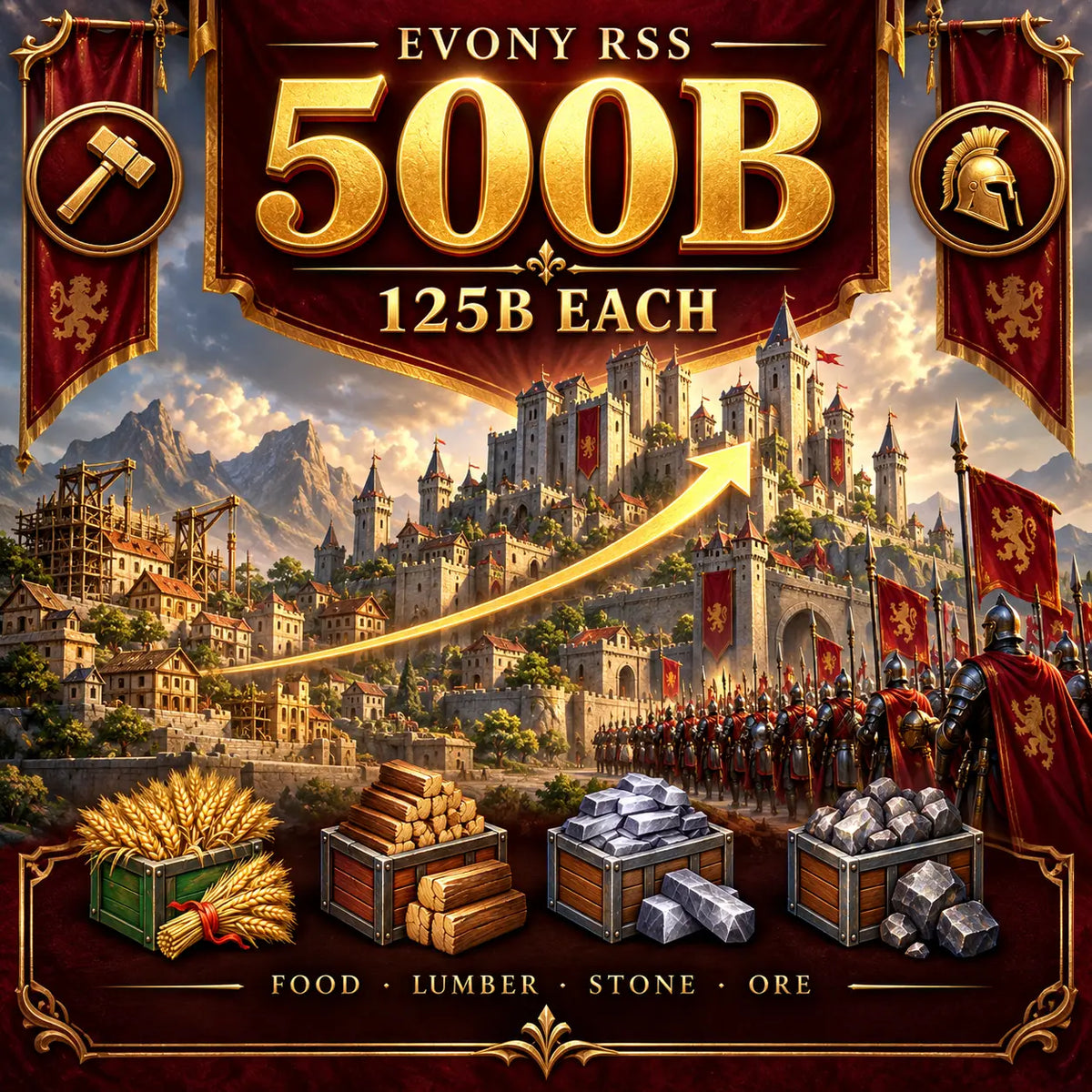 500B Evony RSS Package