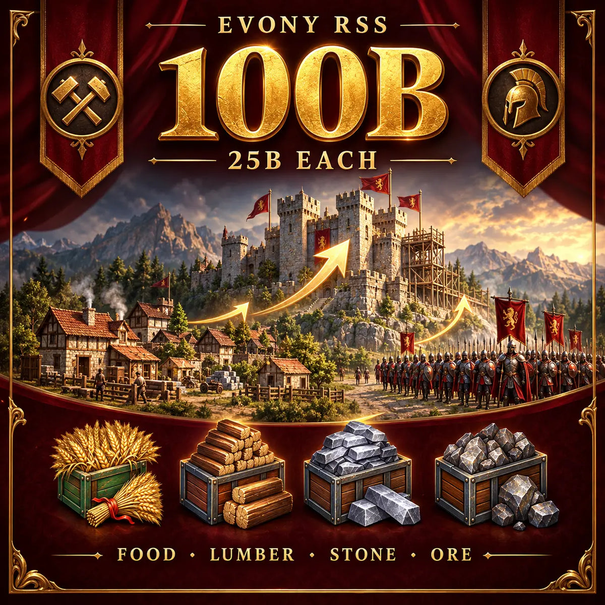 100B Evony RSS Package